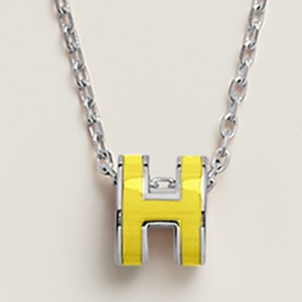 Hermès Pop H Necklace Yellow Palladium (Regular size Not Mini) NIB Silver tone